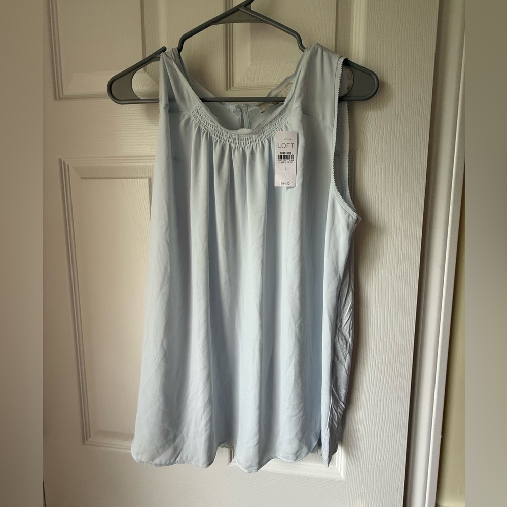 NWT- Loft Light Blue Sleeveless Blouse - L